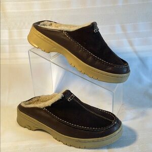 Sperry Top-Sider Women's Brown Suede & Leather Sherpa Mules Size 9M